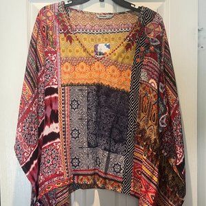 NWT Desigual Multicolor Boho Print Blouse Women's Size L